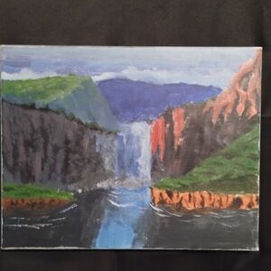 Landscape Canvas Art with Blue and Green Tones